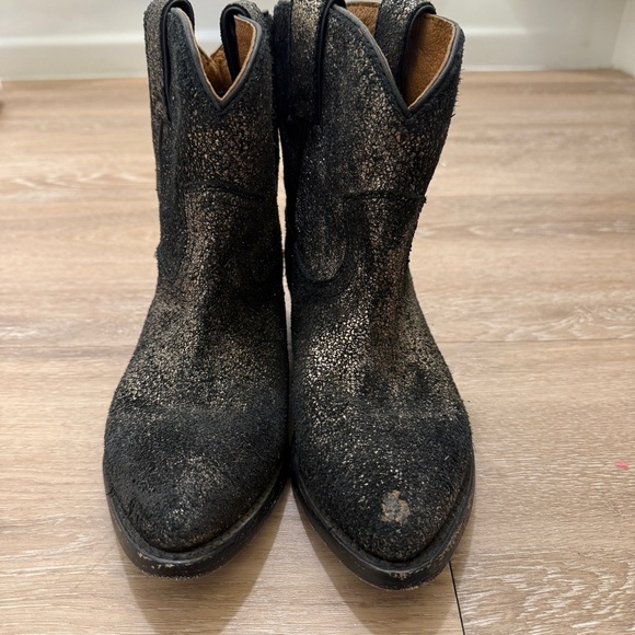 FRYE Leather Pull-On Boots Billy Short Metallic Gold Size 6B - Picture 7 of 10